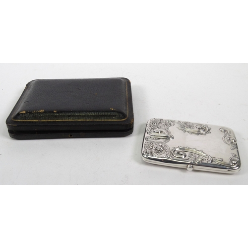 189 - Mappin & Webb silver card case with fitted leather interior, Birmingham 1901-02, 10.5cm long, housed... 