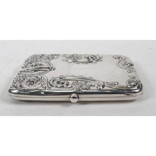 189 - Mappin & Webb silver card case with fitted leather interior, Birmingham 1901-02, 10.5cm long, housed... 