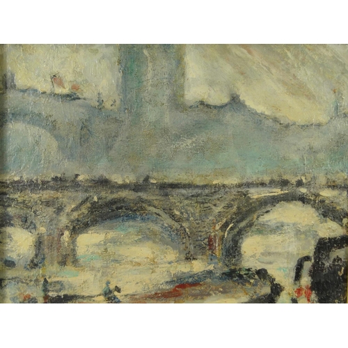 1320 - Post Impressionist oil onto canvas view of The Steine Paris, bearing an indistinct signature to the ... 