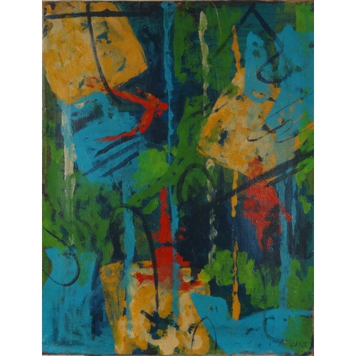 1340 - Unframed oil onto canvas abstract composition bearing a signature Kline, 53cm x 42cm