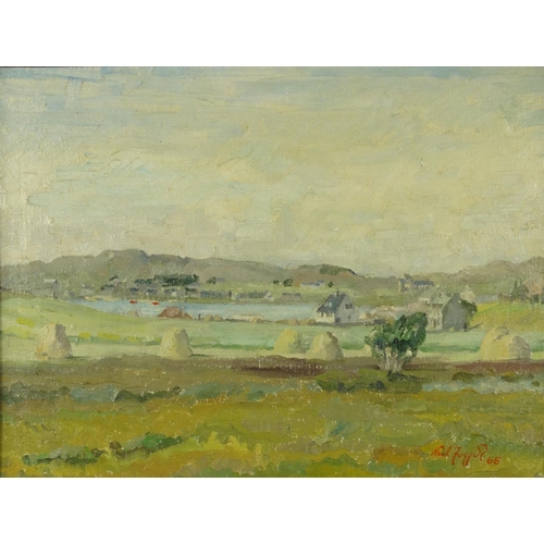 1338 - Neil Foggie - Oil onto canvas Scottish landscape of Galashiels, signed and bearing an inscription 'S... 