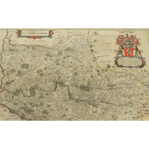 278 - Coloured antique map of The Province of Kyle, mounted in a frame, 69cm x 59cm including the frame