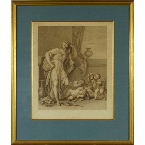 224 - Two F. Bartolozzi engravings - one titled 'Tancred and Erminia', both framed, the larger 30cm x 26cm... 