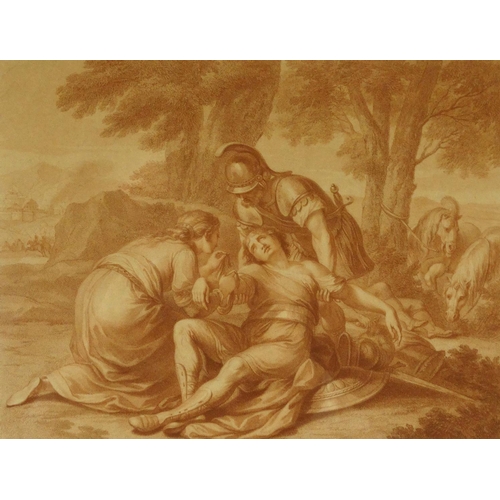 224 - Two F. Bartolozzi engravings - one titled 'Tancred and Erminia', both framed, the larger 30cm x 26cm... 