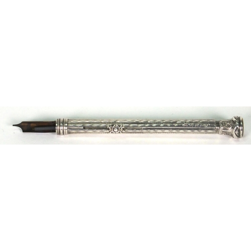 101 - Silver combination propelling pencil and fountain pen with citrine end, hallmarked Birmingham 1899, ... 