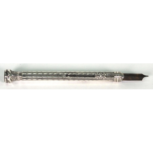 101 - Silver combination propelling pencil and fountain pen with citrine end, hallmarked Birmingham 1899, ... 