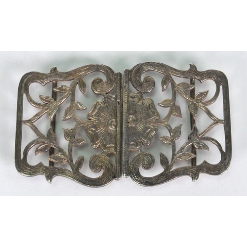 188 - Silver belt buckle with floral decoration, Birmingham 1894, 8cm long