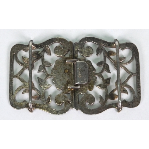 188 - Silver belt buckle with floral decoration, Birmingham 1894, 8cm long