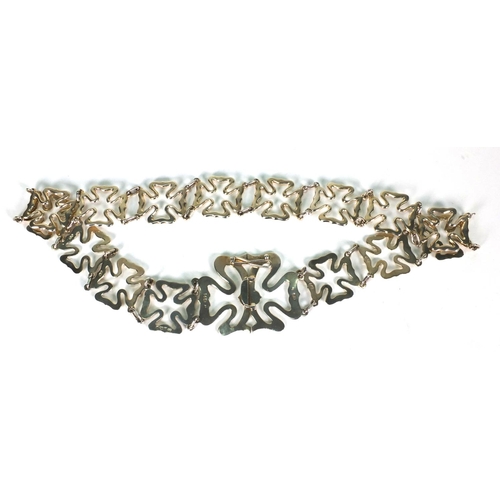 186 - Stylish silver belt, hallmarked London 1915, approximately 80cm long