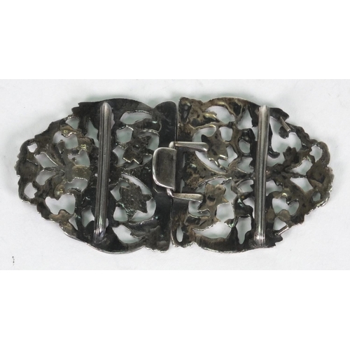 187 - Silver belt buckle with floral decoration, Birmingham hallmarked, 9cm long