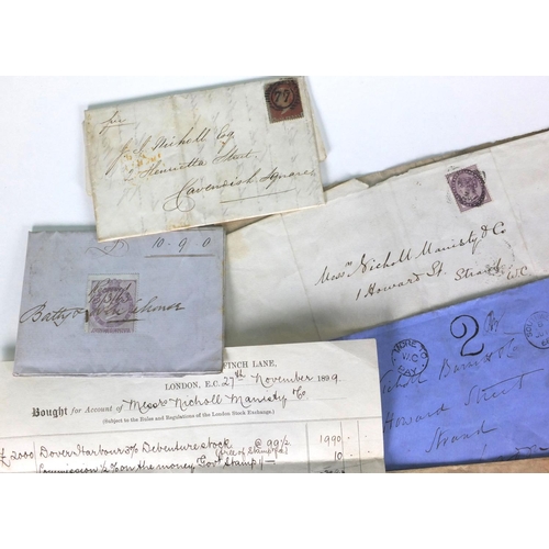 290 - Victorian postal history stamps on covers to London addresses including The Strand