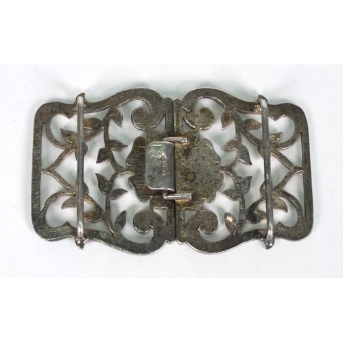 188 - Silver belt buckle with floral decoration, Birmingham 1894, 8cm long