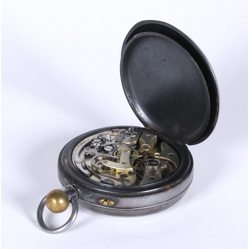 1296 - Fattorini & Sons gun metal stopwatch, 5.2cm diameter, approximate weight 107.5g