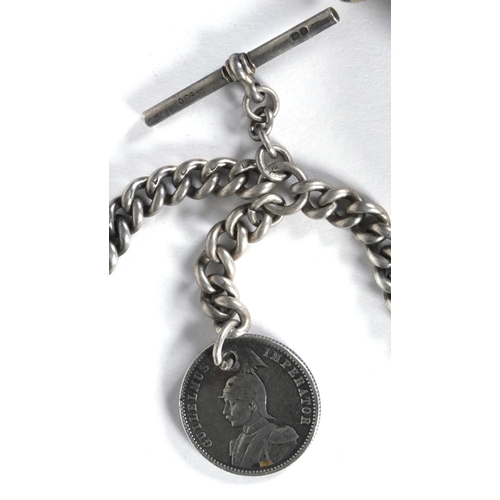 1294 - Two gentleman's silver open faced pocket watches and two silver watch chains