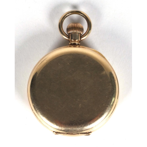 1290 - J.H. Potter gold plated gentleman's half hunter pocket watch, 5.2cm diameter