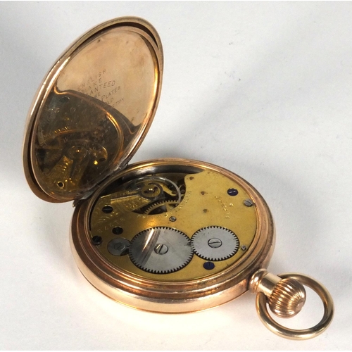 1290 - J.H. Potter gold plated gentleman's half hunter pocket watch, 5.2cm diameter