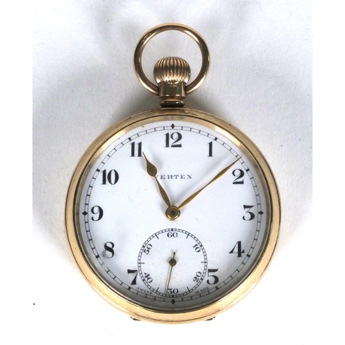 1288 - Vertex 9ct gold gentleman's pocket watch, the dust cover engraved 'Presented to Scout James W. Rolan... 