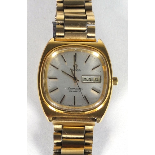 1277 - Omega Seamaster gold plated gentleman's quartz wristwatch, numbered 1345 to movement