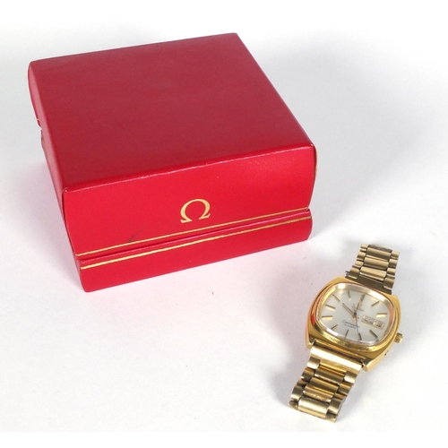 1277 - Omega Seamaster gold plated gentleman's quartz wristwatch, numbered 1345 to movement