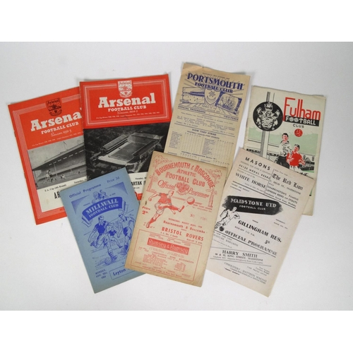 236 - Assorted football programmes including Arsenal versus Spartek, Fulham, Bournemouth, Millwall and Por... 