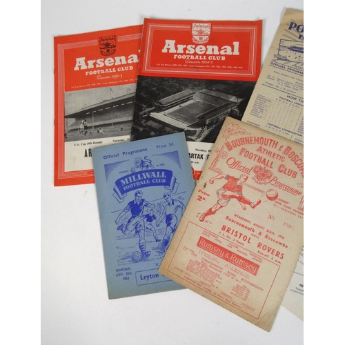 236 - Assorted football programmes including Arsenal versus Spartek, Fulham, Bournemouth, Millwall and Por... 