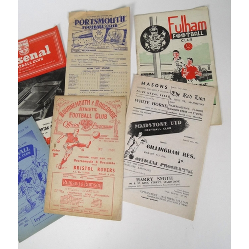 236 - Assorted football programmes including Arsenal versus Spartek, Fulham, Bournemouth, Millwall and Por... 