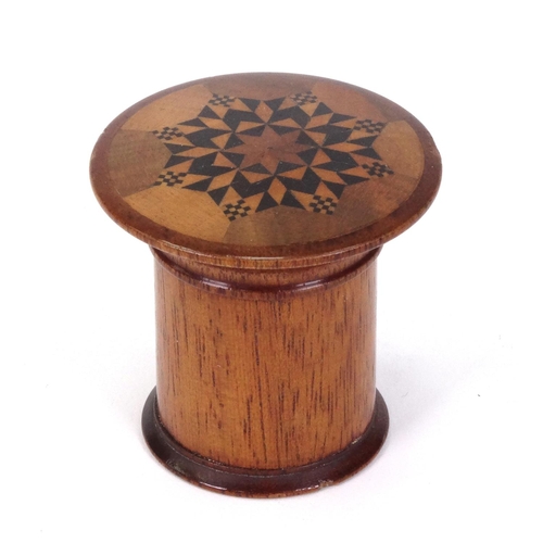 56 - Victorian wooden Tunbridge ware nutmeg grater, 5.5cm high