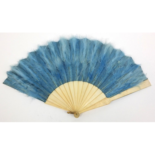 164 - Selection of lady's fans including ostrich fan, mother of pearl and a boxed hand painted mother of p... 