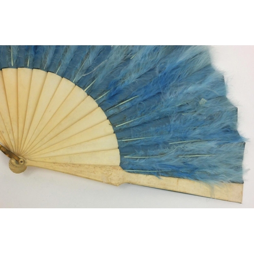 164 - Selection of lady's fans including ostrich fan, mother of pearl and a boxed hand painted mother of p... 