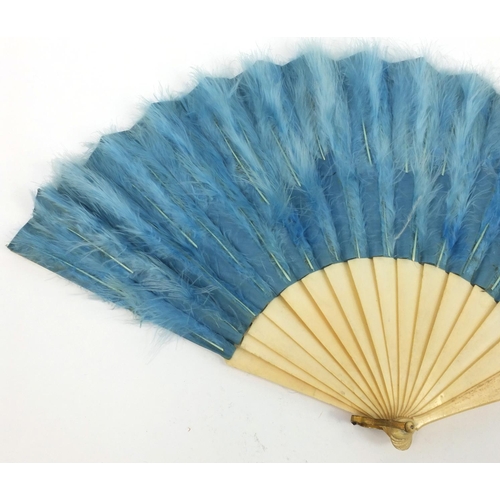 164 - Selection of lady's fans including ostrich fan, mother of pearl and a boxed hand painted mother of p... 