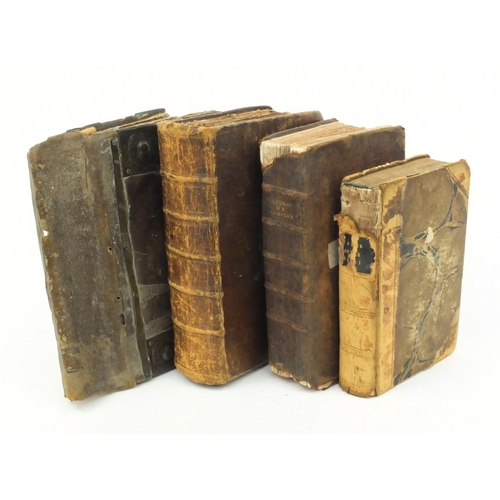 271 - Leather bound 1660 John Field bible, leather and brass bound bible, together with The Tales of Genii... 