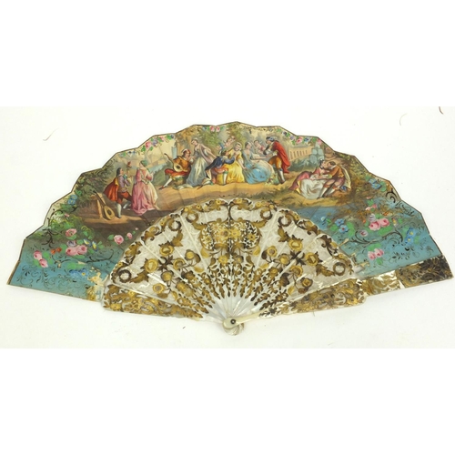 163 - Selection of fans including a mother of pearl example, some in boxes, the largest 40cm long