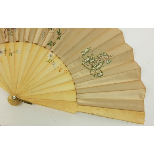 163 - Selection of fans including a mother of pearl example, some in boxes, the largest 40cm long