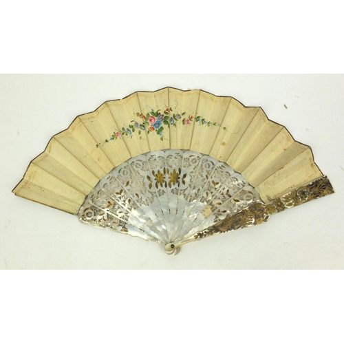 163 - Selection of fans including a mother of pearl example, some in boxes, the largest 40cm long