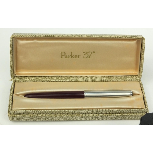 81 - Selection of assorted fountain pens including boxed Parker and a bottle of Parker Super Quink