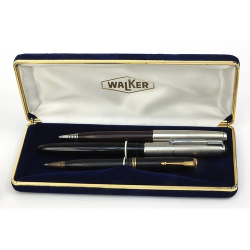 81 - Selection of assorted fountain pens including boxed Parker and a bottle of Parker Super Quink