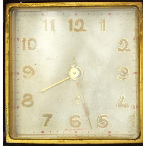 1311 - Cased Jaz folding travelling alarm clock, together with a boxed travelling alarm clock, the larger 1... 