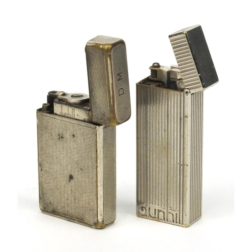 117 - Two Dunhill silver plated lighters, the larger 6.5cm high