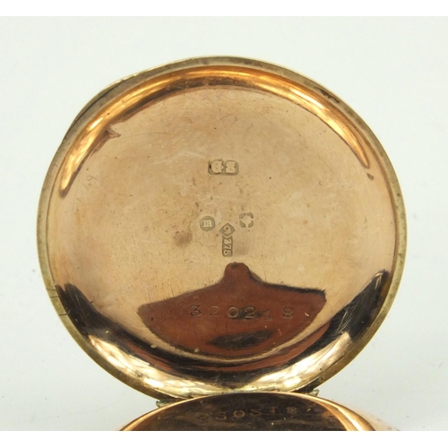 1299 - Lady's 9ct gold and enamelled pocket watch with floral chased decoration, 3cm diameter, approximate ... 