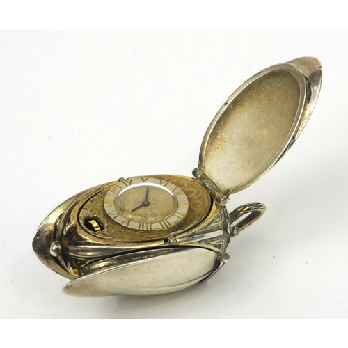 1301 - Novelty silver tulip lady's watch, SJHC London 1982, 6cm high, approximate weight 55.0g