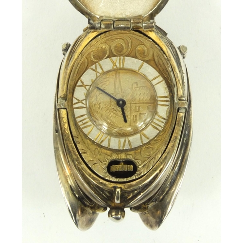 1301 - Novelty silver tulip lady's watch, SJHC London 1982, 6cm high, approximate weight 55.0g