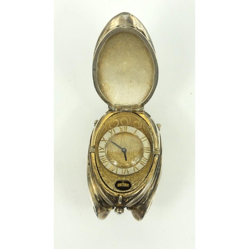 1301 - Novelty silver tulip lady's watch, SJHC London 1982, 6cm high, approximate weight 55.0g