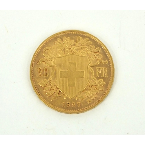 293 - Helvetia 1927 20fr gold coin