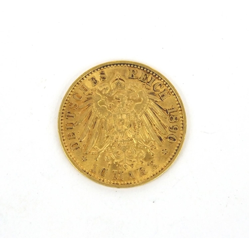 297 - Deutsches Reich 1890 10 Mark gold coin