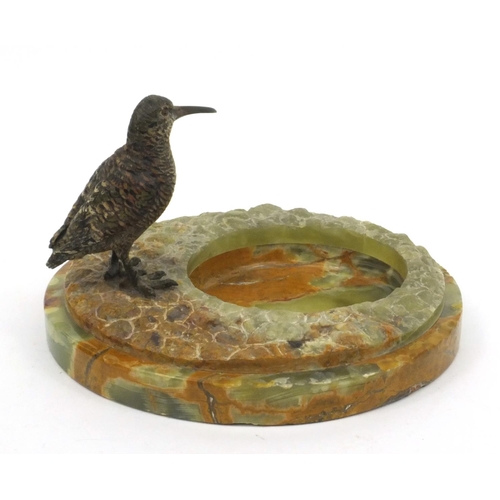 5 - Cold painted bronze Woodcock mounted on a rock effect marble base, 20cm high