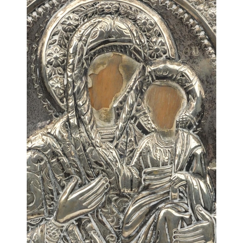 45 - Religious 800 grade silver icon, 20cm x 15cm