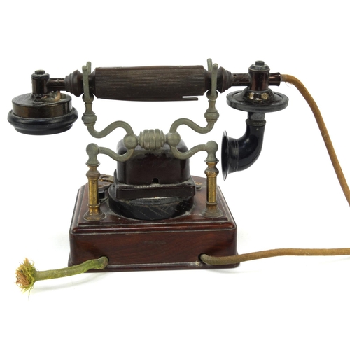 38 - Magnet wooden and Bakelite telephone, Registered Trade Mark, 26cm high