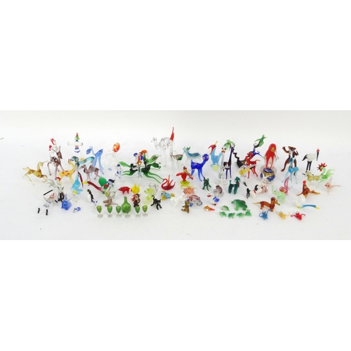 433 - Collection of miniature colourful glass animals and clown figures