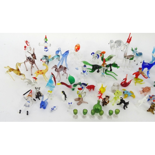 433 - Collection of miniature colourful glass animals and clown figures