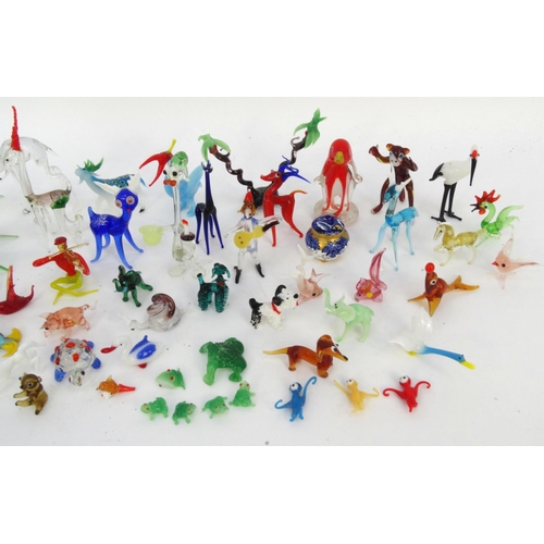 433 - Collection of miniature colourful glass animals and clown figures